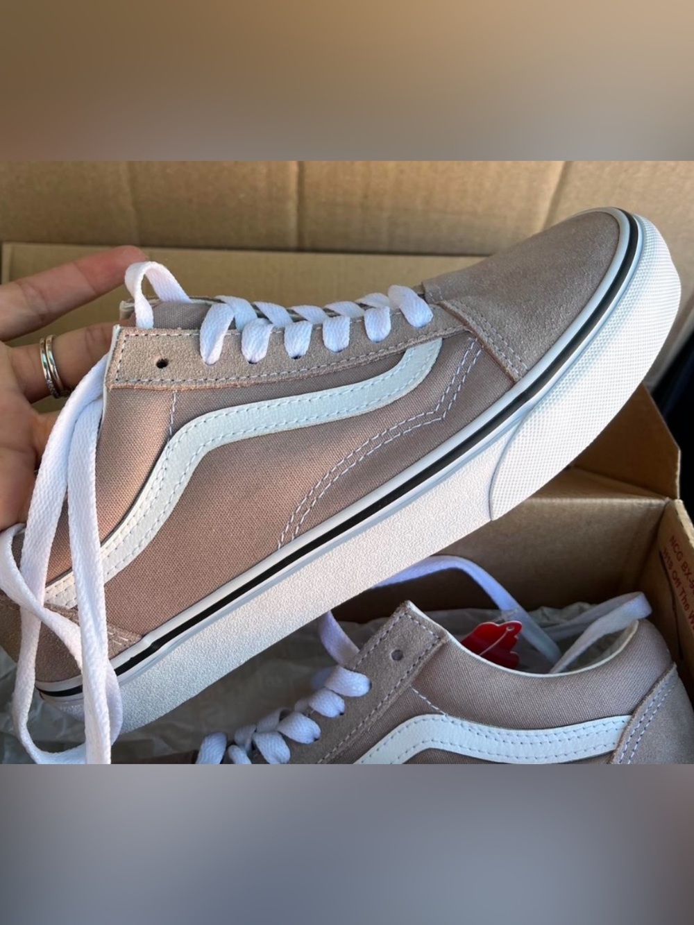 Vans Old Skool Sneakers in Taupe and White